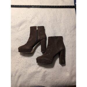 Marc Fisher Natasia Brown Suede Side Zip Heeled Boots Size 10 Women's